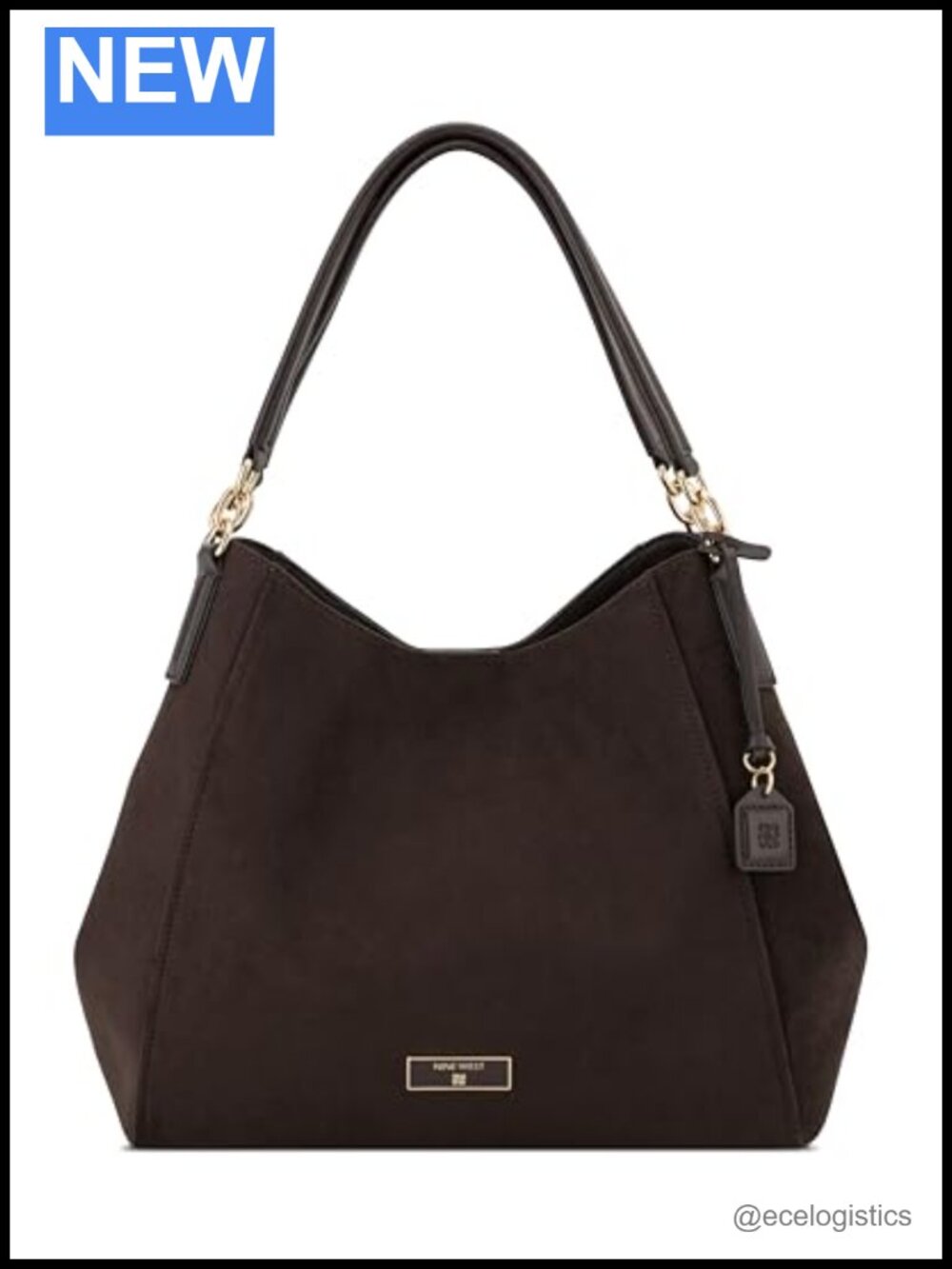 Nine West Large Triple Compartment Shoulder Bag Faux Leather Hobo